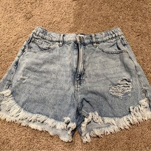 Forever 21 Frayed Hem Light Blue Jean Shorts